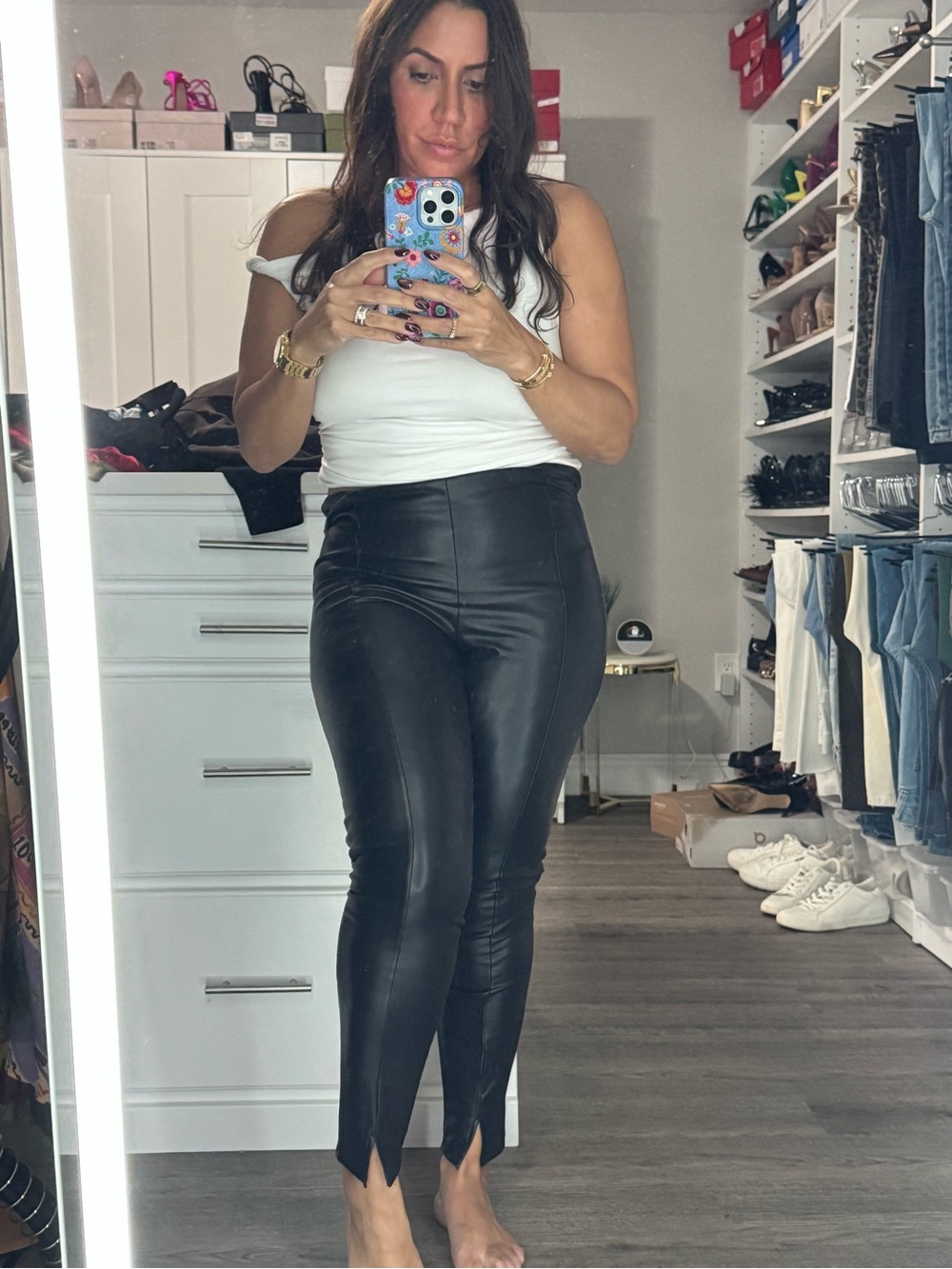 Express Black Faux Leather Skinny Ankle Pants